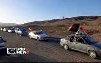 رژه خودرویی تجدید بیعت با رهبر انقلاب در روستای کلوانس خوی